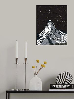 Snowy Mountain Under a Starry Night Sky