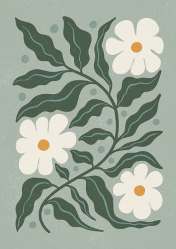 White Daisies and Green Leaves