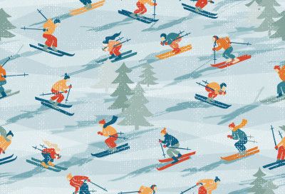 Retro Sportive Ski alpine textured pattern