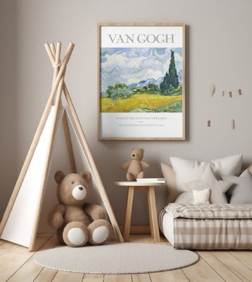 Wheat Field With Cypresses