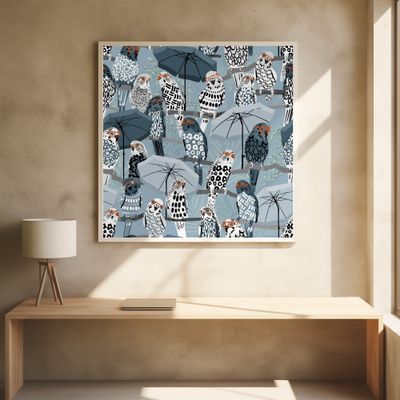 budgie on vacation blue pattern