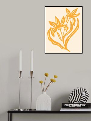 Two Stylized Flowers With Flowing Leaves