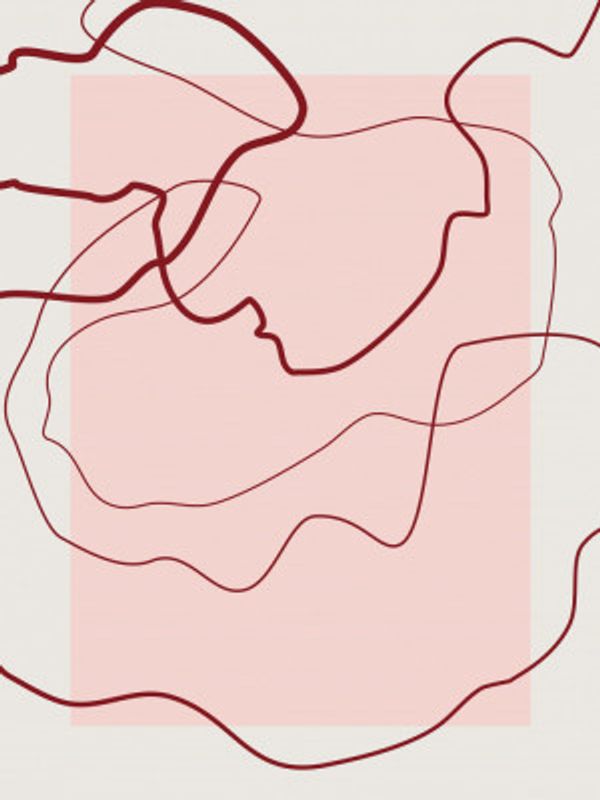 Red Lines Over A Soft Pink Square Background