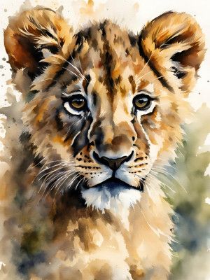 Little Lion Aquarell