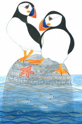 Puffins On Rock Cropped