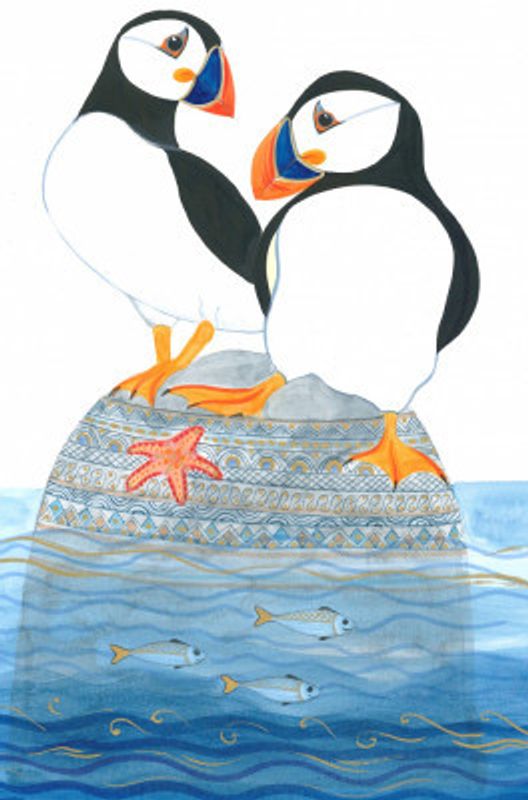 Puffins On Rock Cropped