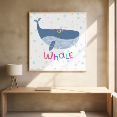 Cute Whale Wearing Colorful Glasses by Illustrator Carla Daly