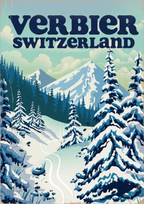 Verbier Switzerland Ski Poster