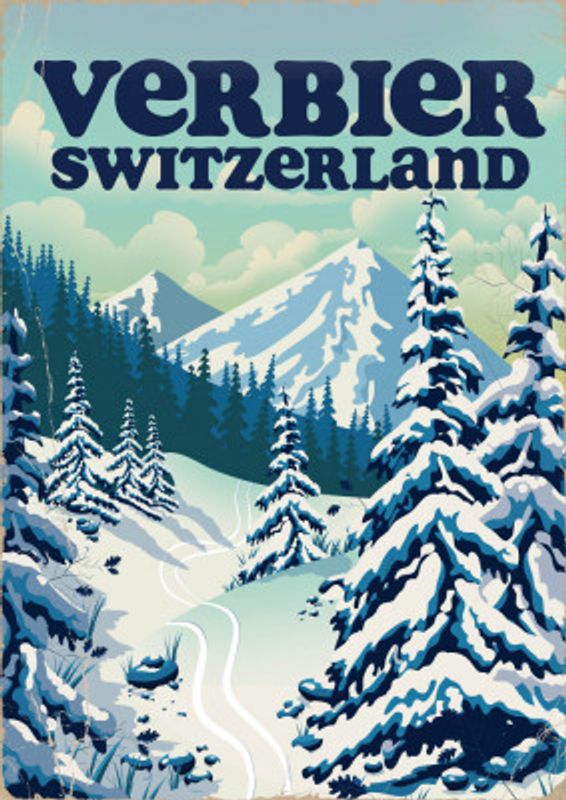 Verbier Switzerland Ski Poster
