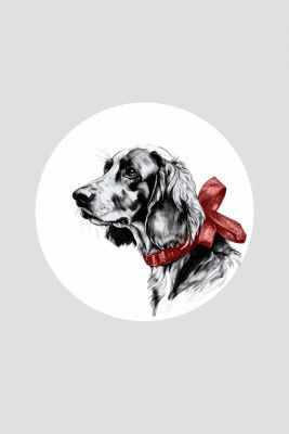 Winter Scenes: Holiday Dog With Red Neck Bow Tie 1