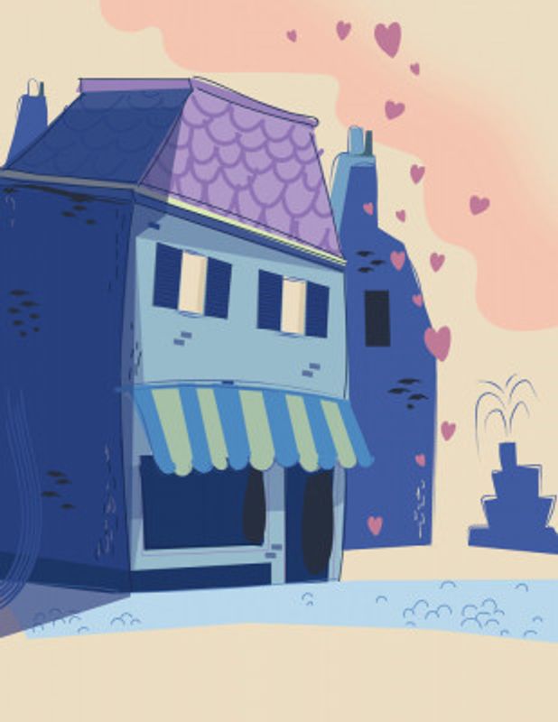 Whimsical House With Blue Tones