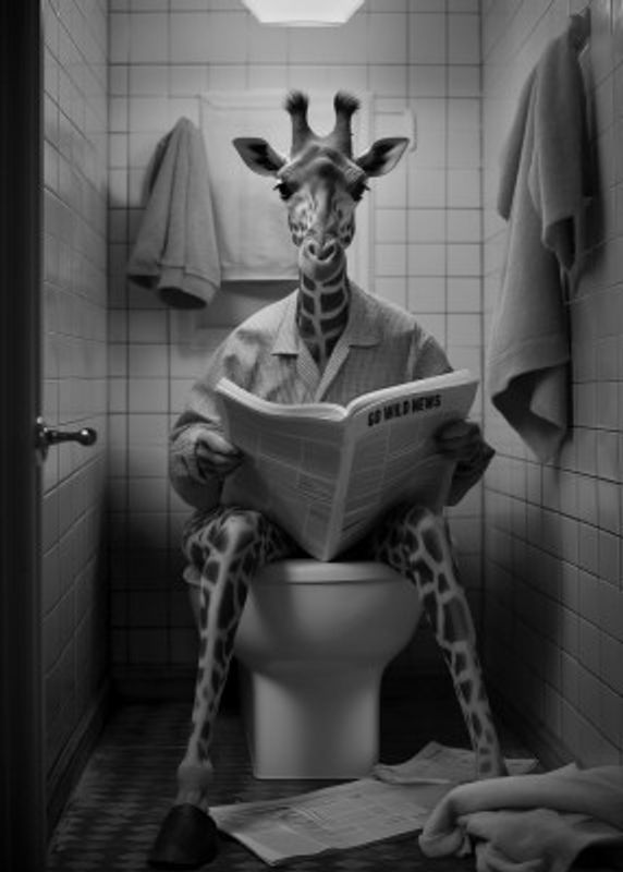Giraffe In the Toilet