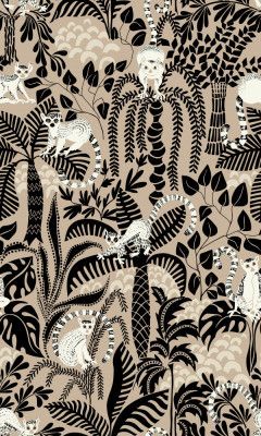 Jungle adventure bohemian black pattern