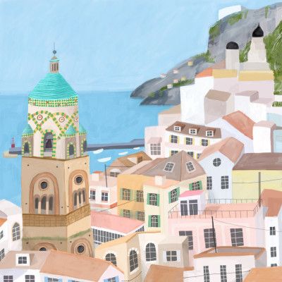The Beautiful town of Amalfi, Italy by Artist Carla Daly