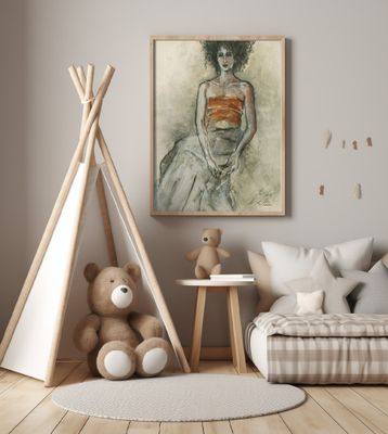 Woman Portrait with Curly Hair