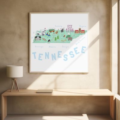 Tennessee Map Illustrated by Map Artist Carla Daly