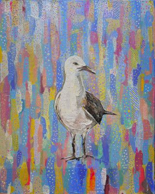 Seagull Abstract Painting – Minimalist Coastal Bird Art for Home, Office or Gift Interior