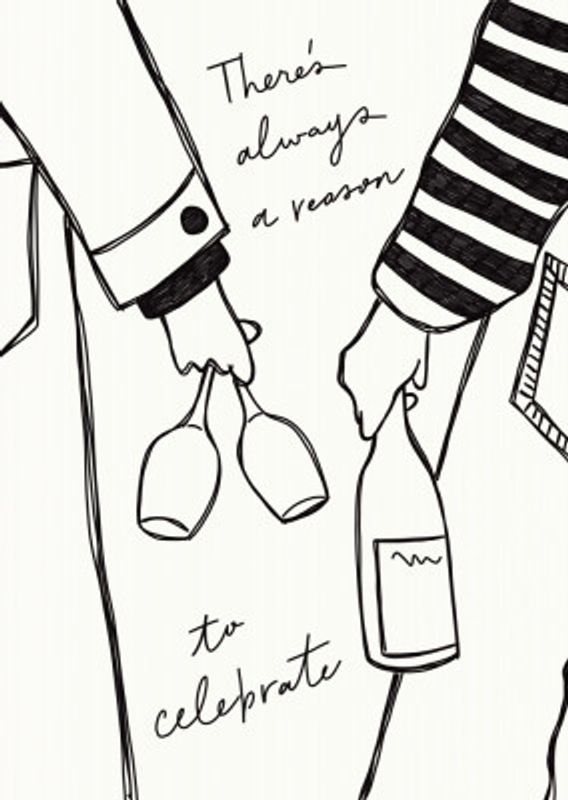 Woman holding wine bottle and wine glass (Black &amp; White) - Wine Vin Femme Noir et Blanc