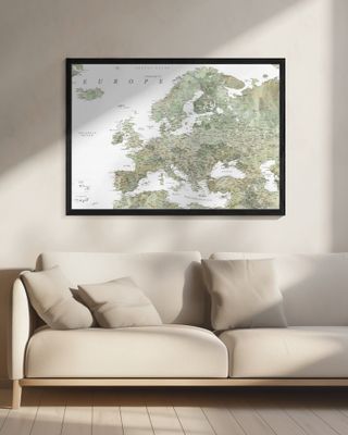Green detailed map of Europe