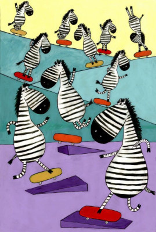 Hilarious Zebras in the Skatepark by Artist Carla Daly