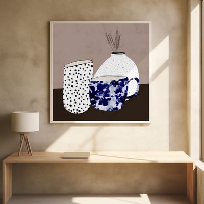 Polka Dot Vase and Floral Patterned Mug