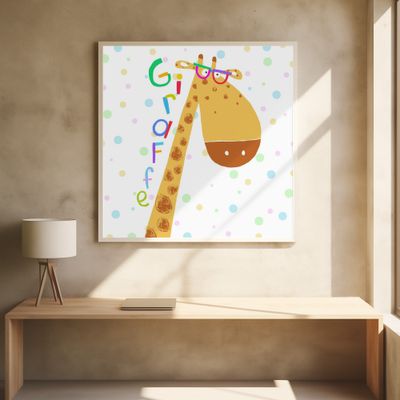 Cute Giraffe Wearing Glasses with Colorful Text by Carla Daly