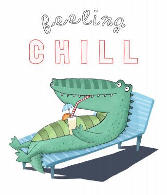 Feeling Chill! Funny Crocodile Lounging in the Sunshine by artist Carla Daly