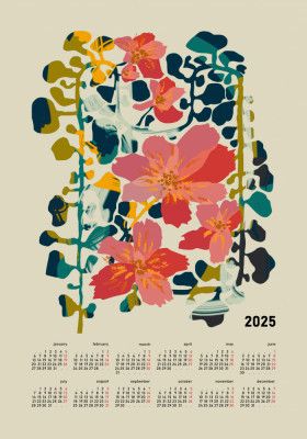 Calendar 2025 colorful orchid
