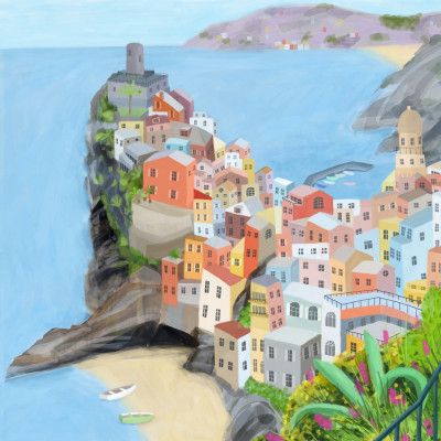 Vernazza, Cinque Terre Coastline, Italy by Artist Carla Daly