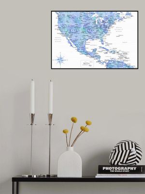 Blue map of USA and the Caribbean sea