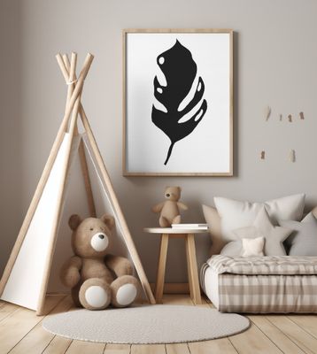 Black Monstera Silhouette