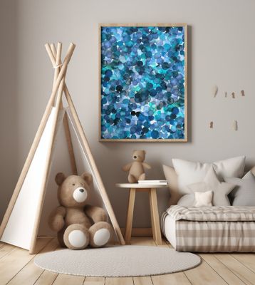 Overlapped Watercolor Dots Blue