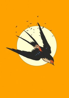 Stylized Swallow in Flight