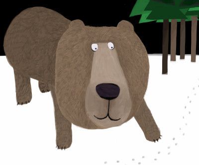 Cute Brown Bear in the Snow by Carla Daly