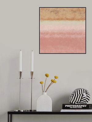 Abstract watercolor landscape in pastel colors no. 1. Pink, white, ochre.