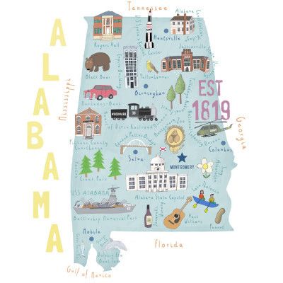 Beautiful Southern State of Alabama by Illustrator Carla Daly