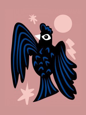 Moon and Stars Raven