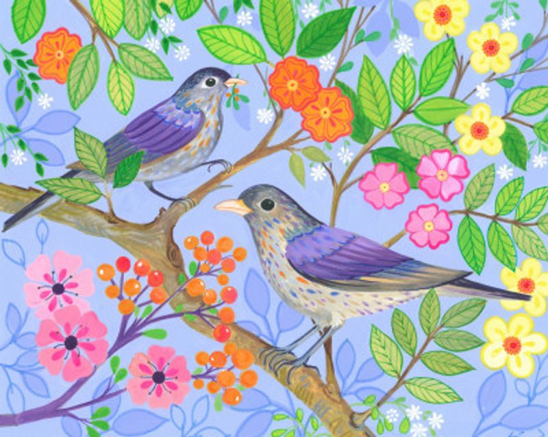 Birds Perched On Branches