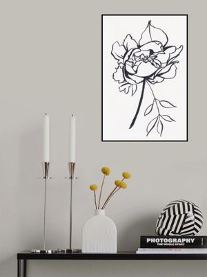 Black and White Peony Small