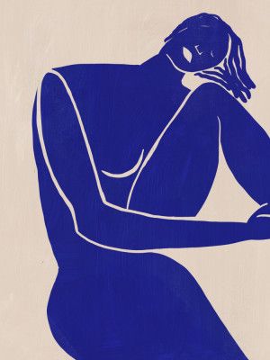 Minimalist Blue Silhouette Figure