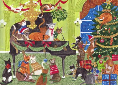 Cats playing piano Christmas