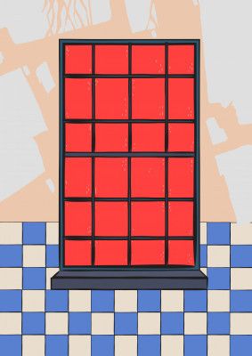 Red Grid Window