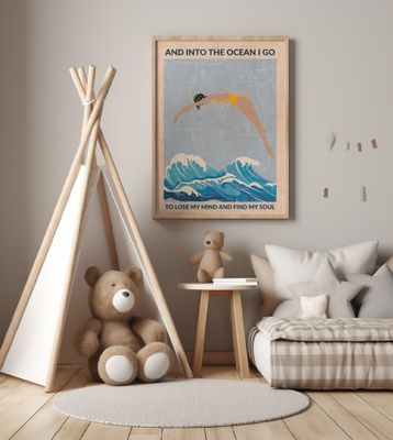 Into the Ocean (blue) Standard Wall Art