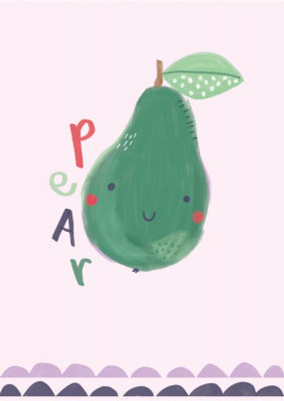 Cute fruit - Pear lettering - Simple Boho Kids &amp; baby nursery