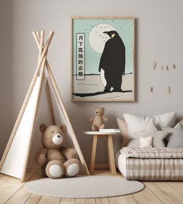 The Lonely Penguin Under the Moon