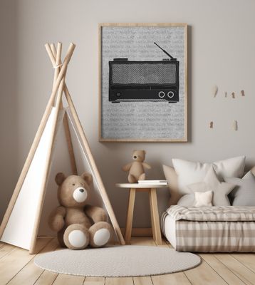 Monochrome Depiction Of A Vintage Radio