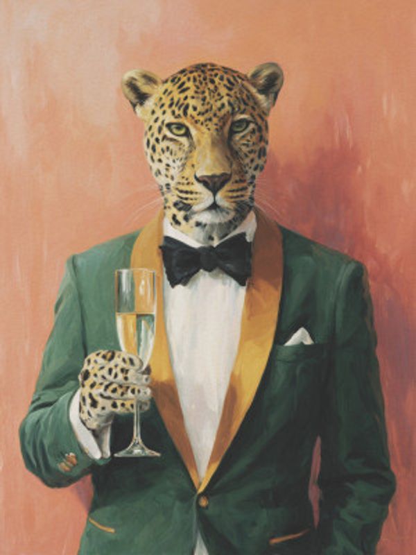 Leopard In Green Tuxedo
