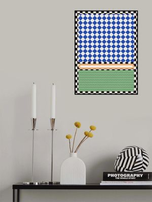Geometric Pattern With Blue And White Diamonds