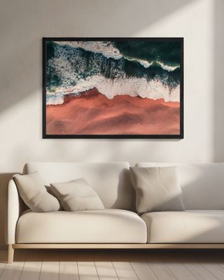 Vibrant Pink Sand And Foamy Teal Waves