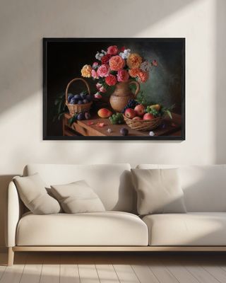 Still life with flowers and autumn fruits